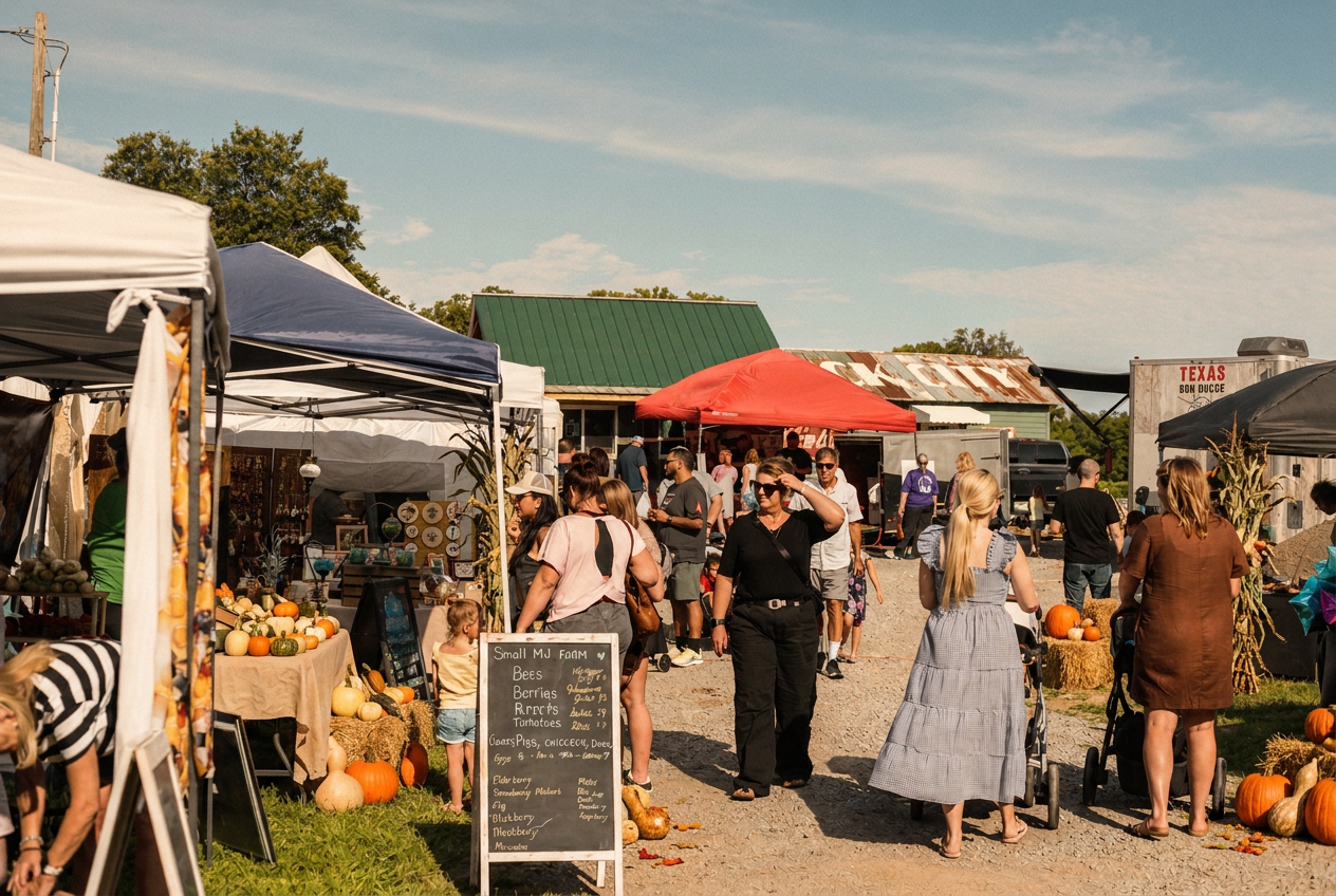 Local vendors, shoppers, and fall pumpkins at the Mt. Juliet Fall Fest market